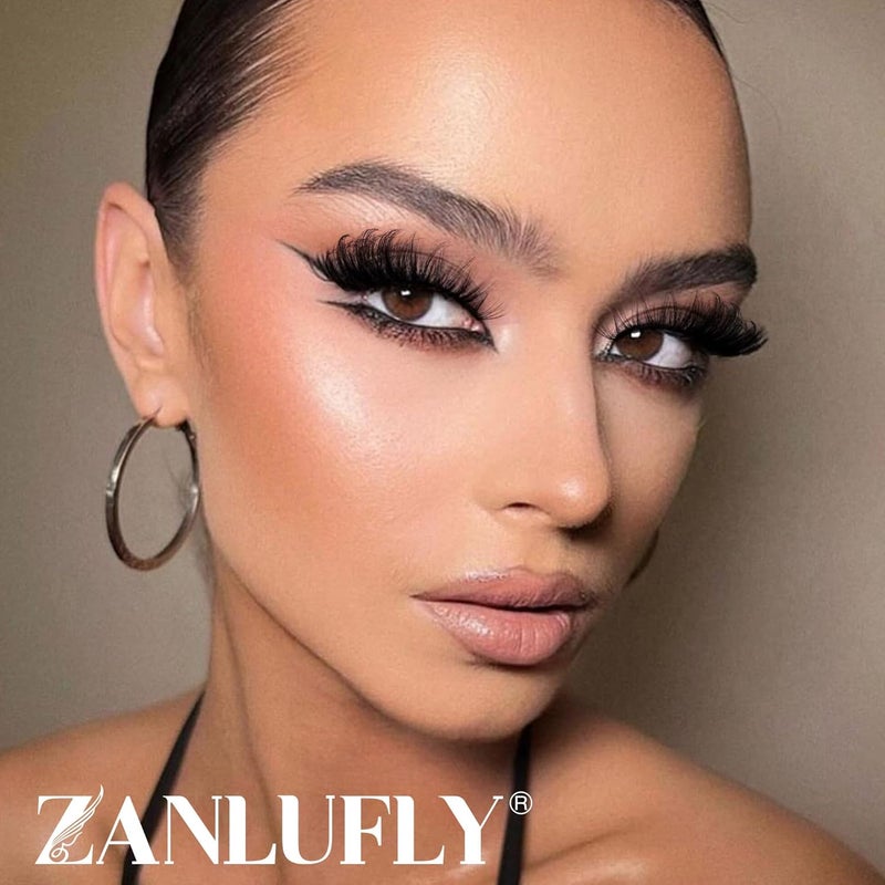 zanlufly False Eyelashes Russian Strip lashes Cat Eye Eyelashes Faux Mink Lashes D-Curly Volume Fake Lashes Look Like Extension Eyelashes Long Strip Wispy 14 Pairs Lashes - Image 5